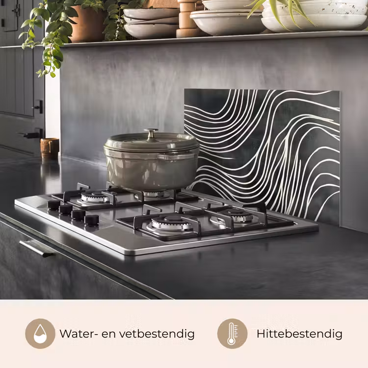 Spatscherm keuken - Lijnen - Patroon - Abstract - Wit — 7