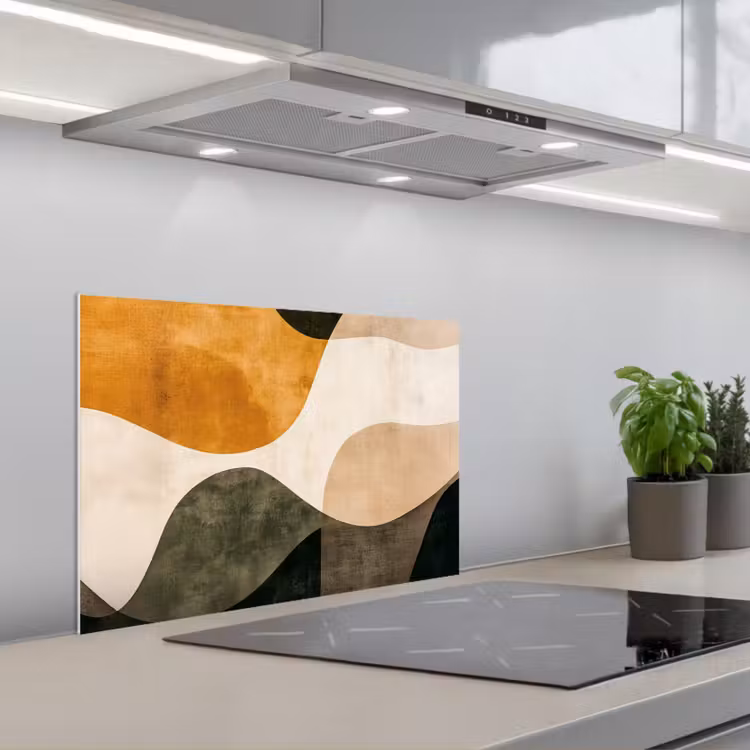 Spatscherm keuken - Vormen - Okergeel - Abstract — 5
