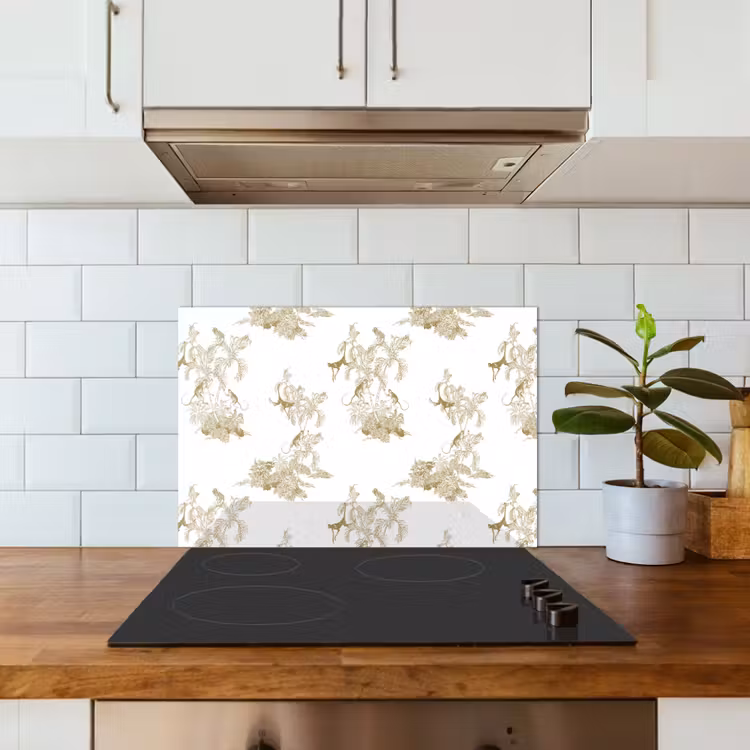 Spatscherm keuken - Wit - Apen - Beige — 5