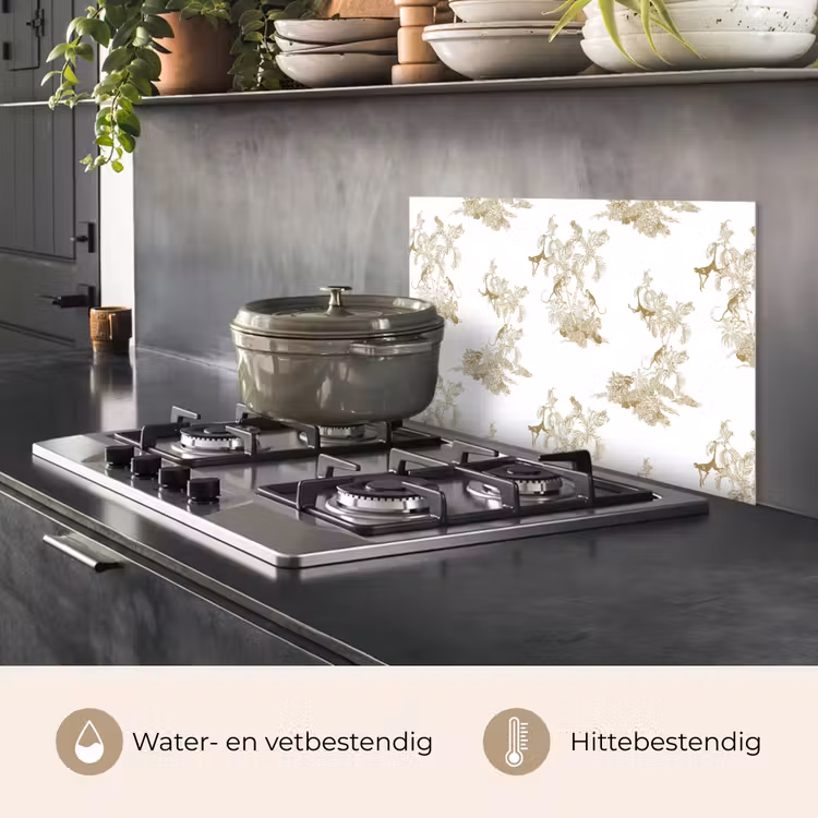 Spatscherm keuken - Wit - Apen - Beige — 6