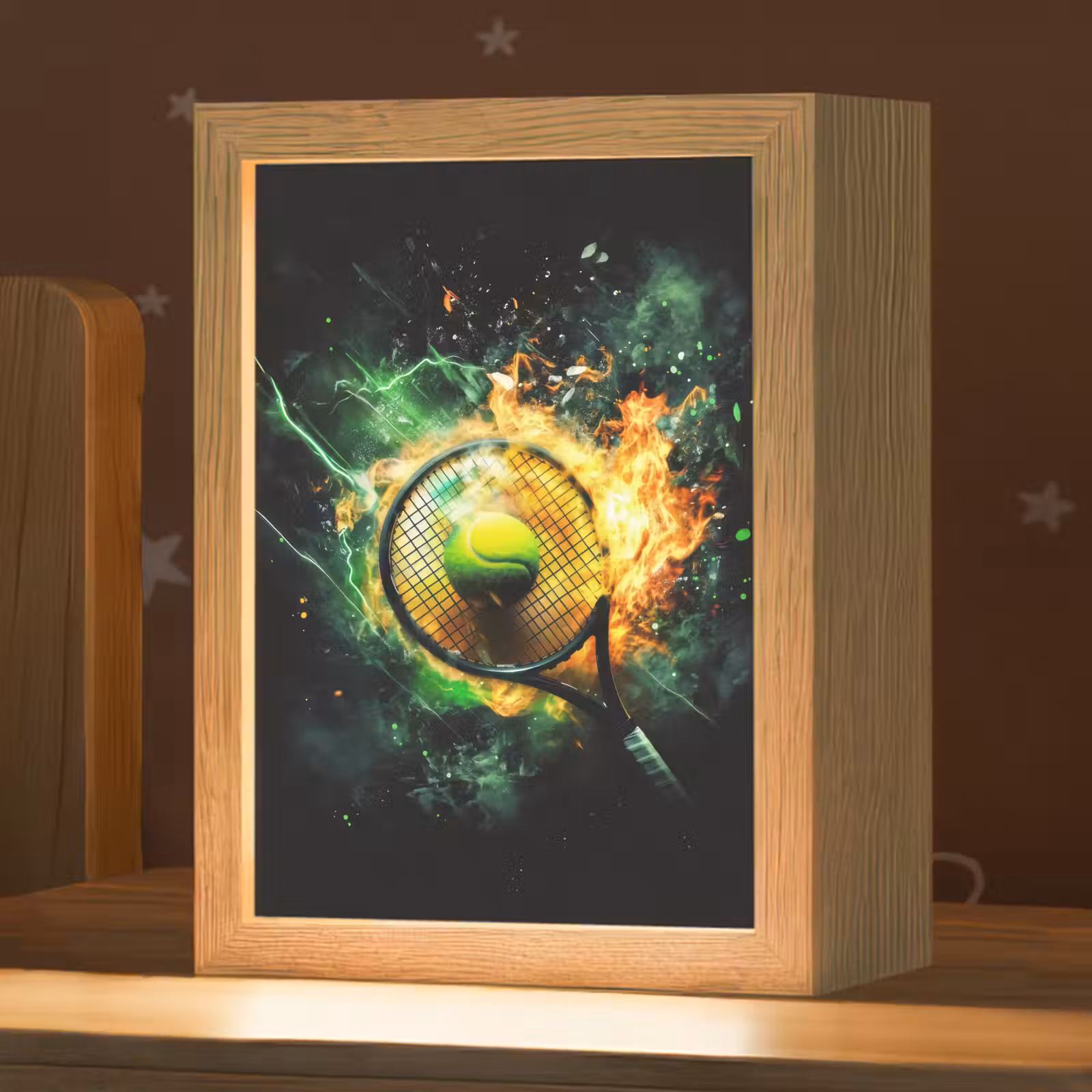 Nachtlampje - Tennis - Racket - Vuur - Groen — 1