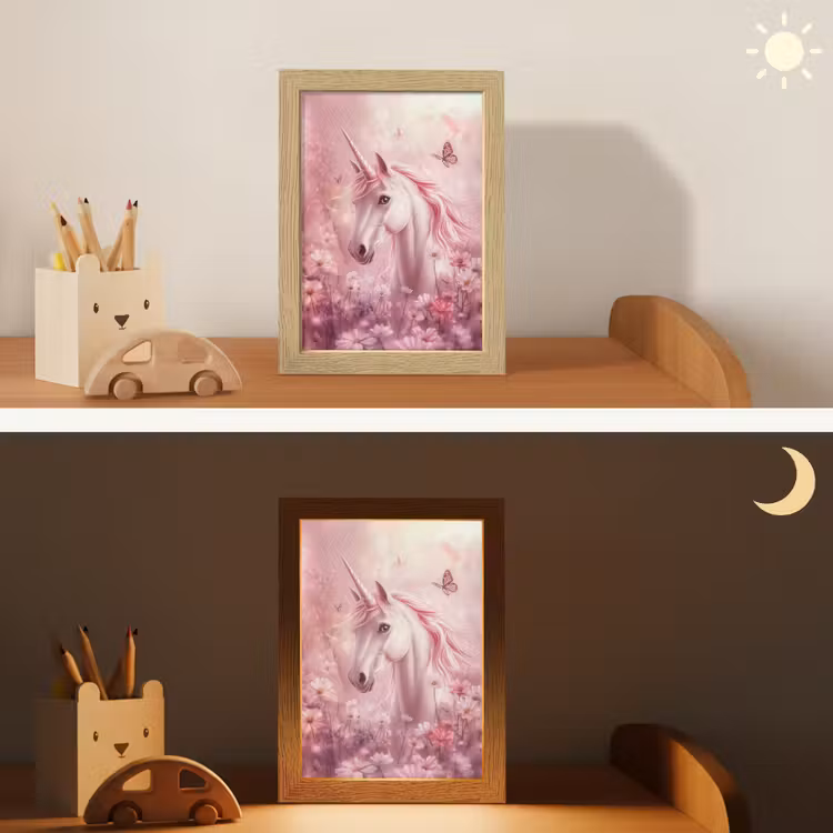 Nachtlampje - Eenhoorn - Roze - Vlinders - Bloemen — 5