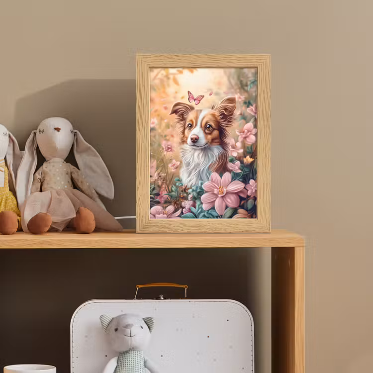 Nachtlampje - Hond - Bloemen - Roze — 3