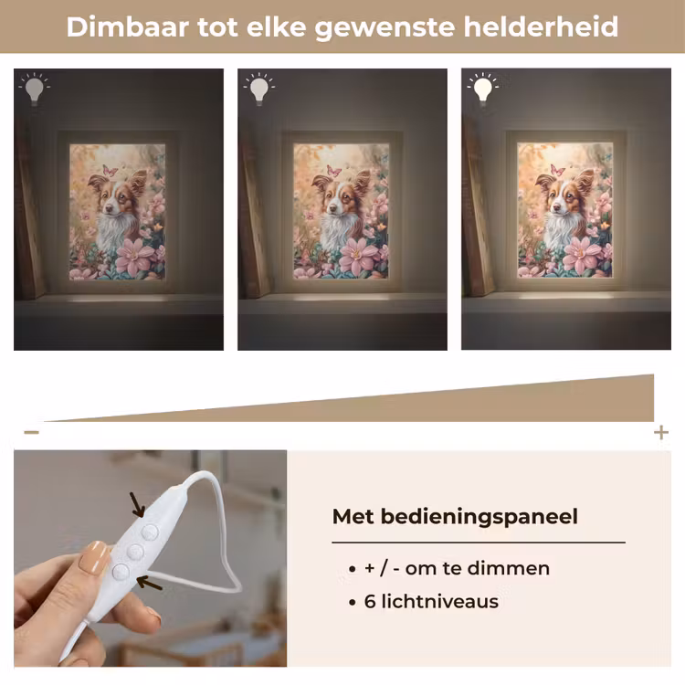 Nachtlampje - Hond - Bloemen - Roze — 6