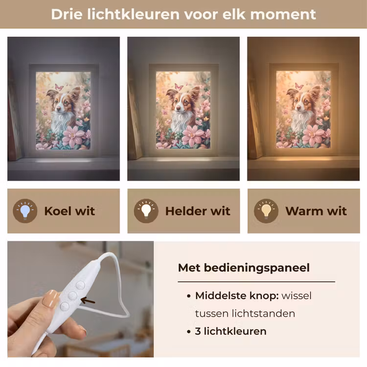 Nachtlampje - Hond - Bloemen - Roze — 7