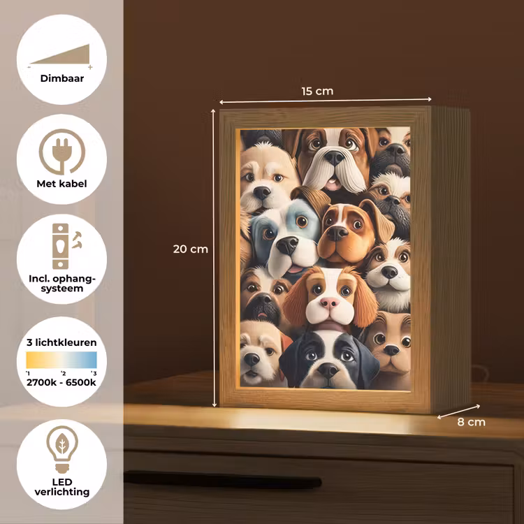 Nachtlampje - Hond - Patronen - Dieren - Bruin - Meisje - Jongen — 8