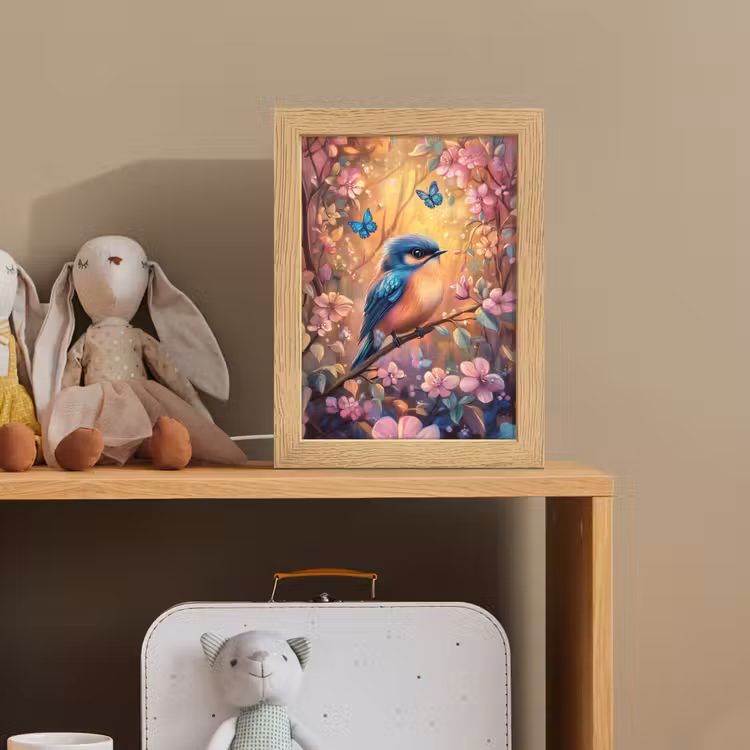 Nachtlampje - IJsvogel - Sprookjesbos - Roze - Bloemen — 3