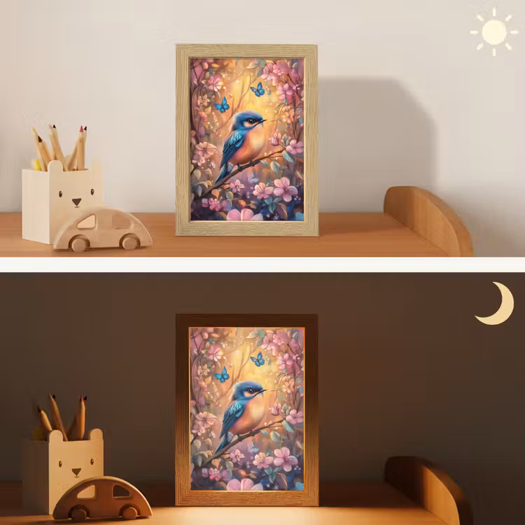 Nachtlampje - IJsvogel - Sprookjesbos - Roze - Bloemen — 5