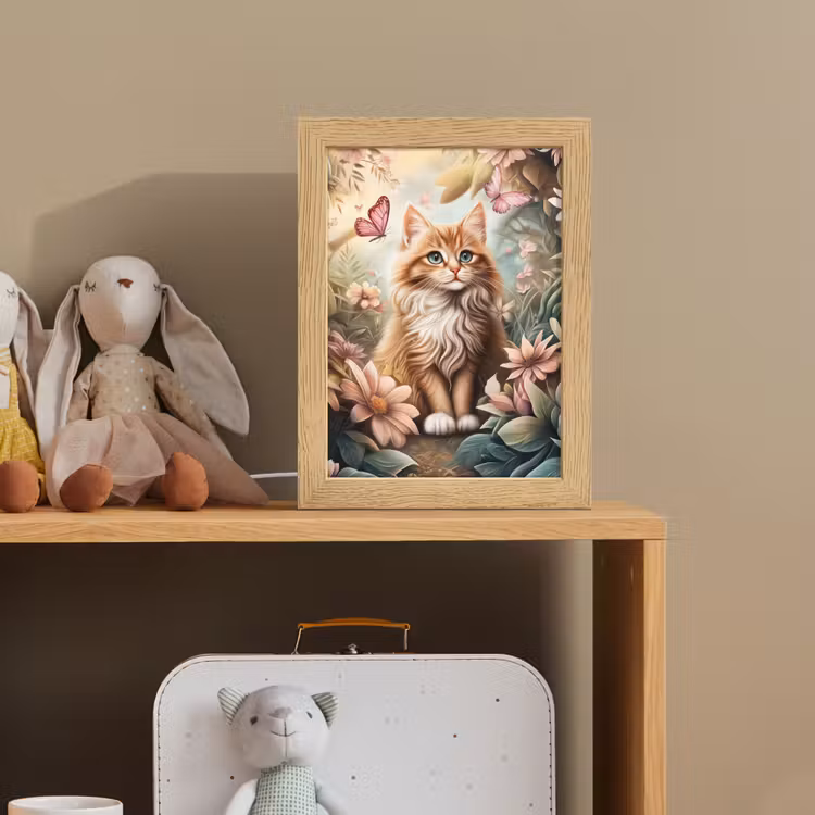 Nachtlampje - Kat - Bloemen - Vlinders - Roze — 3