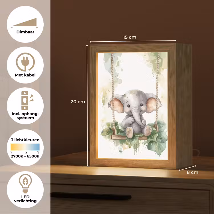 Nachtlampje - Olifant - Dier - Kinderen - Jungle — 8
