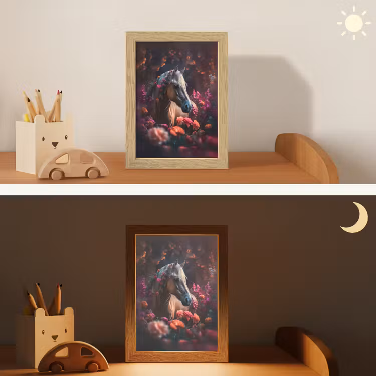 Nachtlampje - Paard - Bloemen - Paars - Oranje - Dieren — 5
