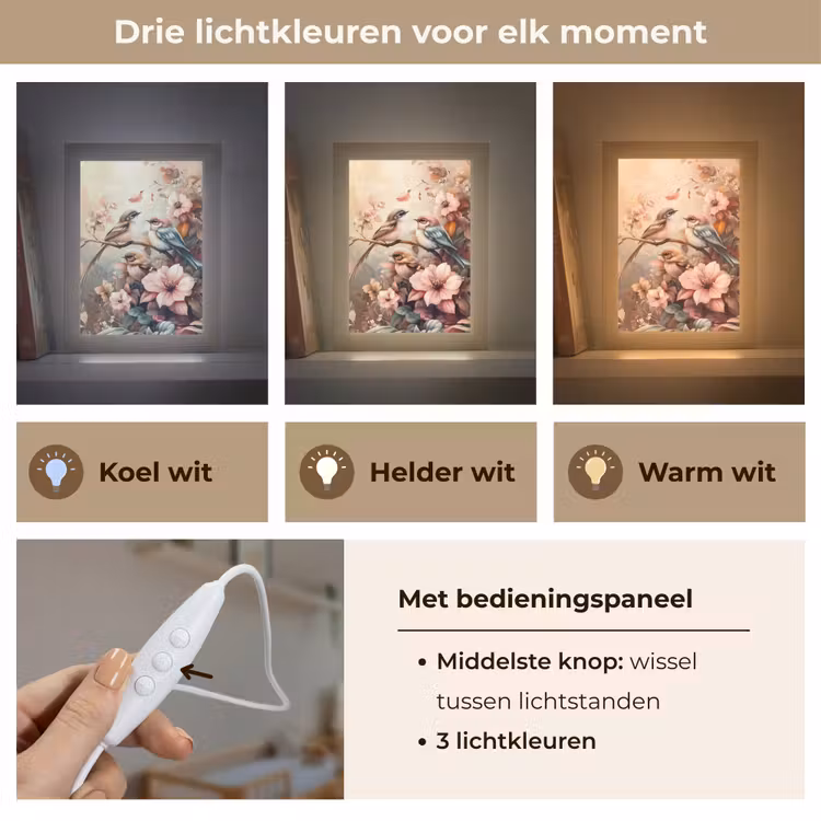 Nachtlampje - Vogels - Bloemen - Roze - Pastel — 7