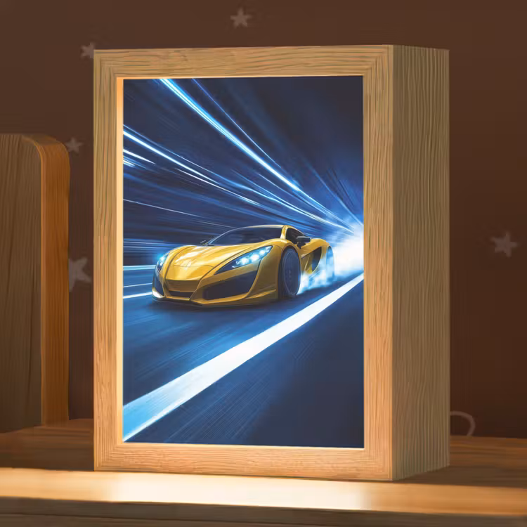 Nachtlampje - Auto - Geel - Race - Blauw — 1