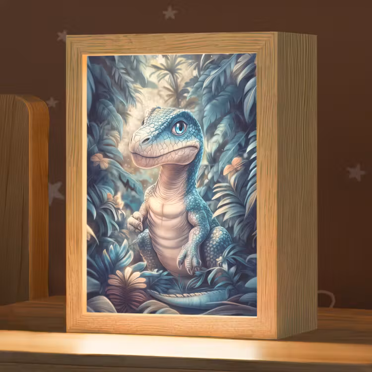 Nachtlampje - Dino - Jungle - Blauw — 1