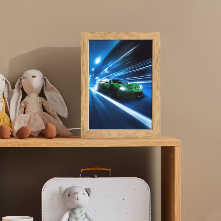 Nachtlampje - Groene racewagen - Blauw - Neon - Licht — 3