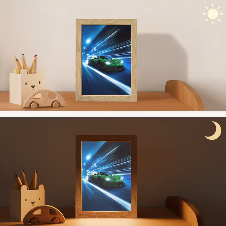 Nachtlampje - Groene racewagen - Blauw - Neon - Licht — 5