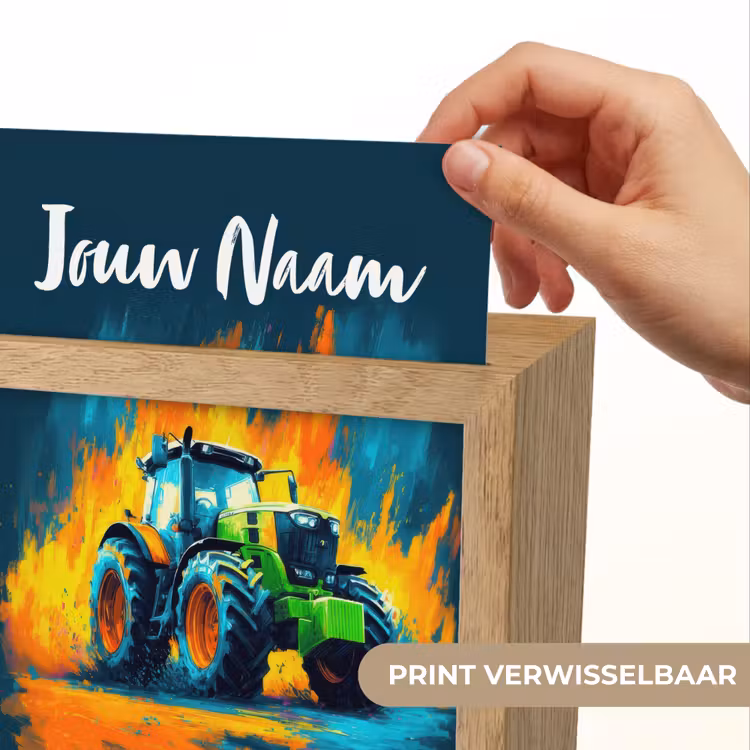 Nachtlampje met naam - Groene Tractor Vlammen — 4