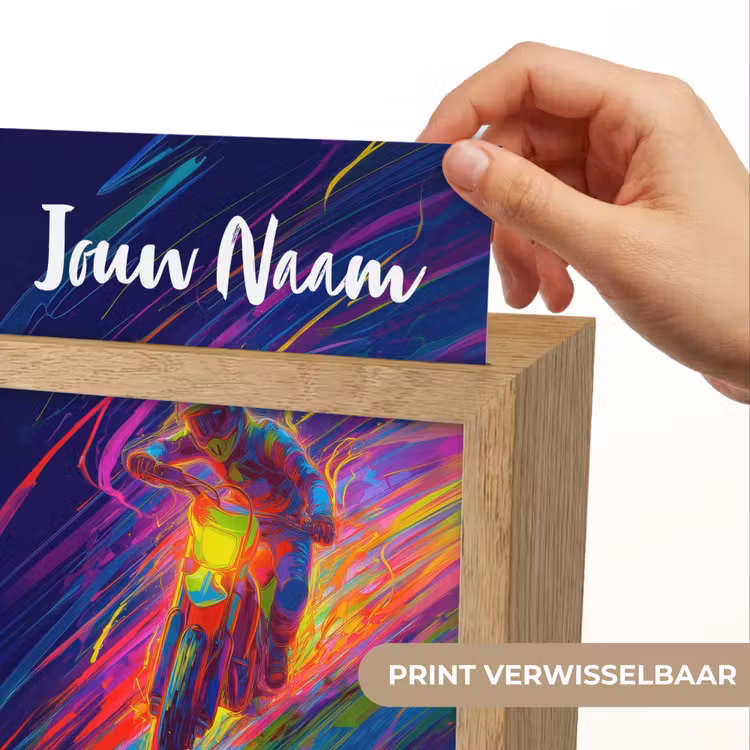 Nachtlampje met naam - Crossmotor - Neonkleuren - Lijnen - Helm — 4