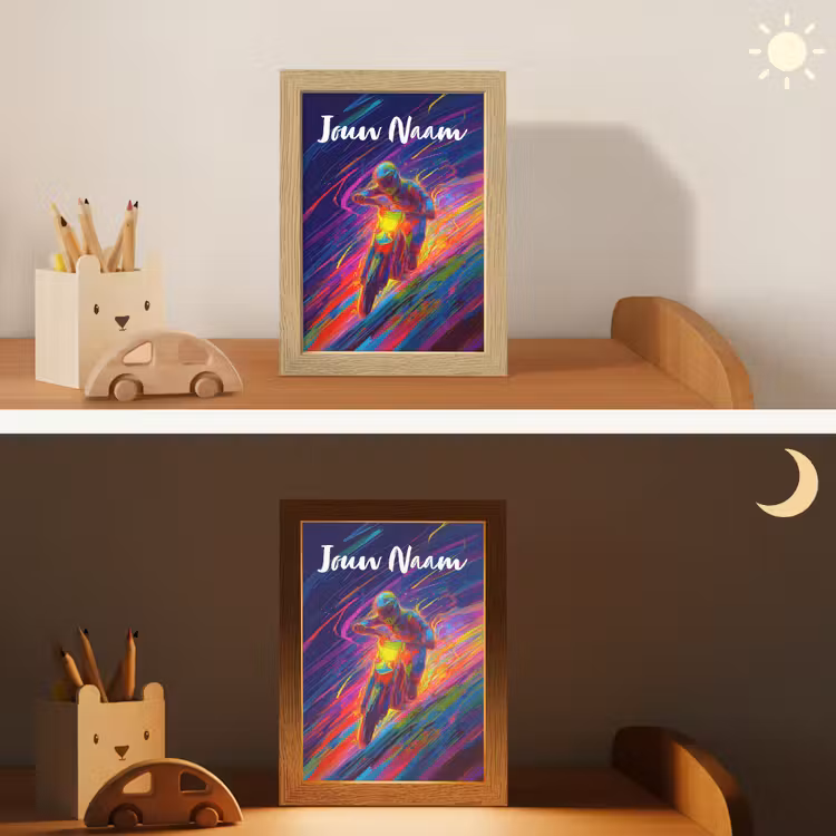 Nachtlampje met naam - Crossmotor - Neonkleuren - Lijnen - Helm — 5