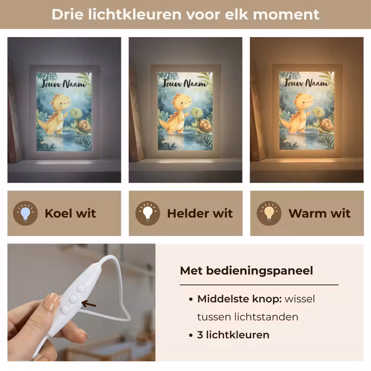 Nachtlampje met naam - Dino - Schildpad - Jungle — 7
