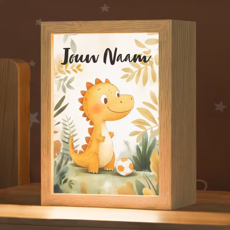 Nachtlampje met naam - Dino - Voetbal - Oranje — 1