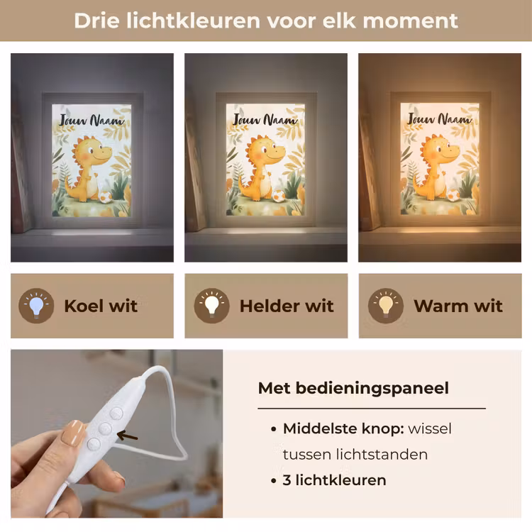 Nachtlampje met naam - Dino - Voetbal - Oranje — 7