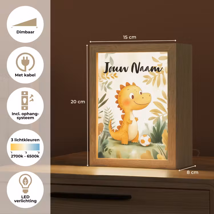 Nachtlampje met naam - Dino - Voetbal - Oranje — 8