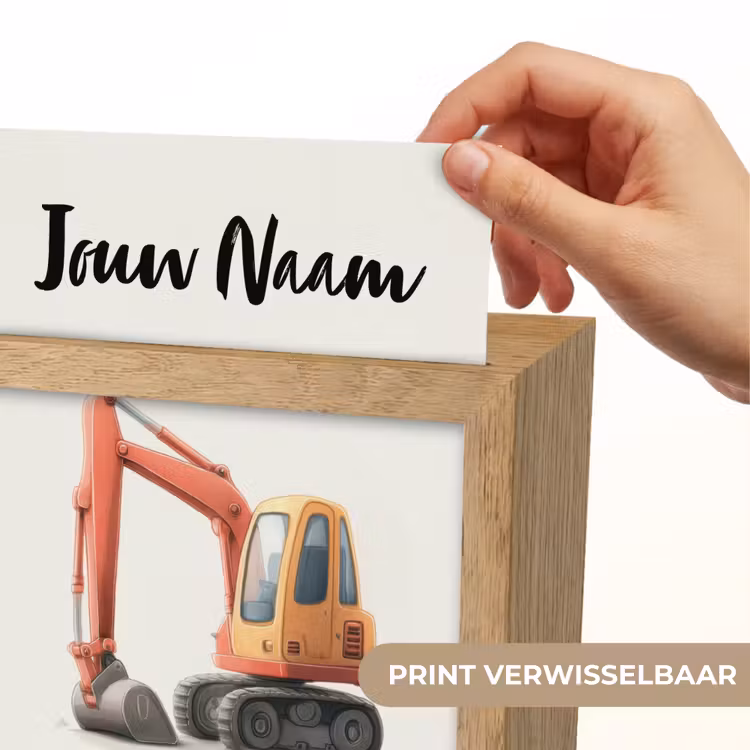 Nachtlampje met naam - Graafmachine - Getekend - Oranje — 4