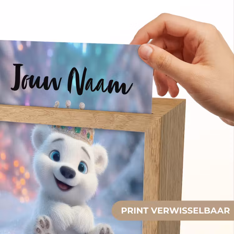 Nachtlampje met naam - Ijsbeer - Kroon - Winter — 4
