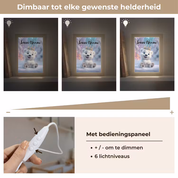Nachtlampje met naam - Ijsbeer - Kroon - Winter — 6