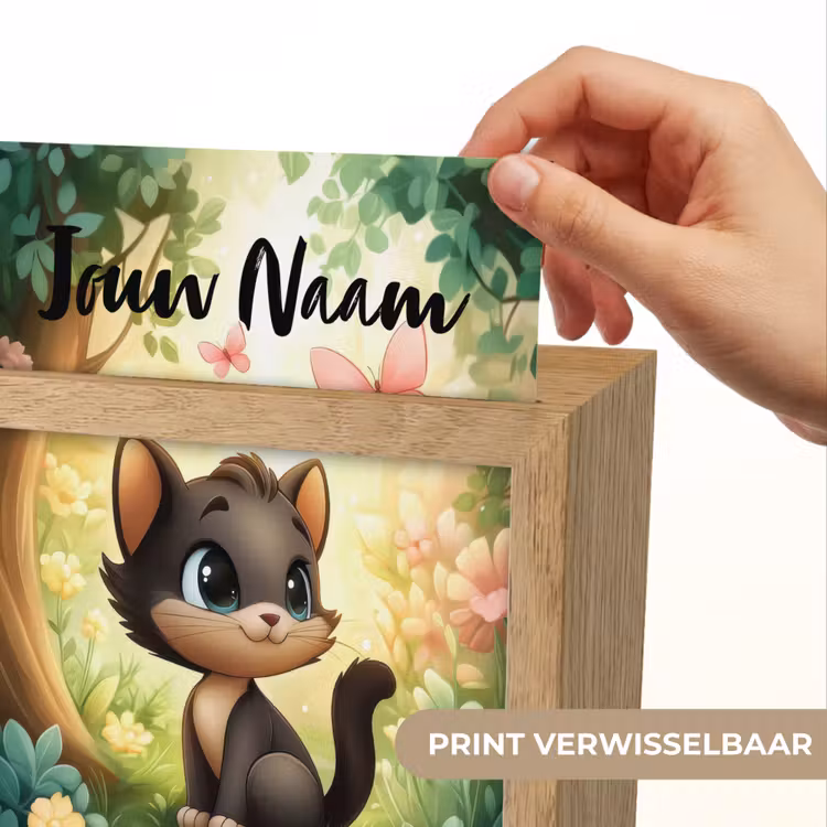 Nachtlampje met naam - Kat - Vlinder - Bloemen — 4