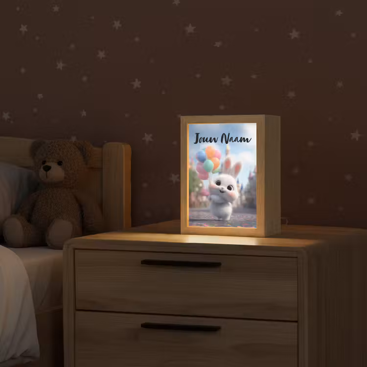 Nachtlampje met naam - konijn - Ballonnen — 2