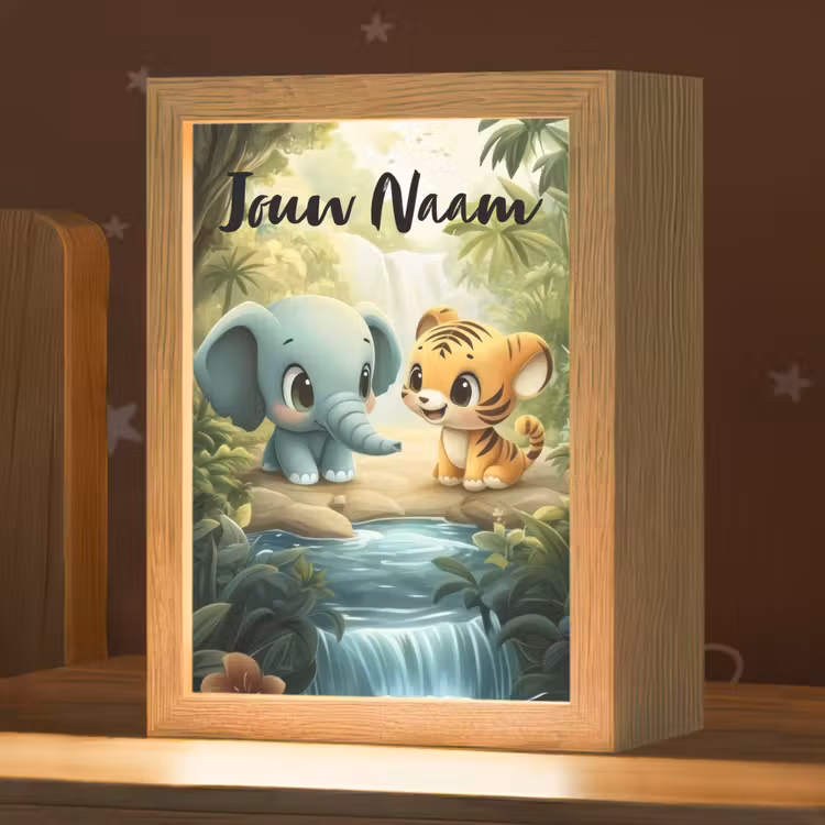 Nachtlampje met naam - Olifant - Tijger - Bos - Jungle — 1
