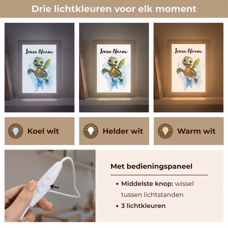 Nachtlampje met naam - Schildpad - Water - Groen — 7
