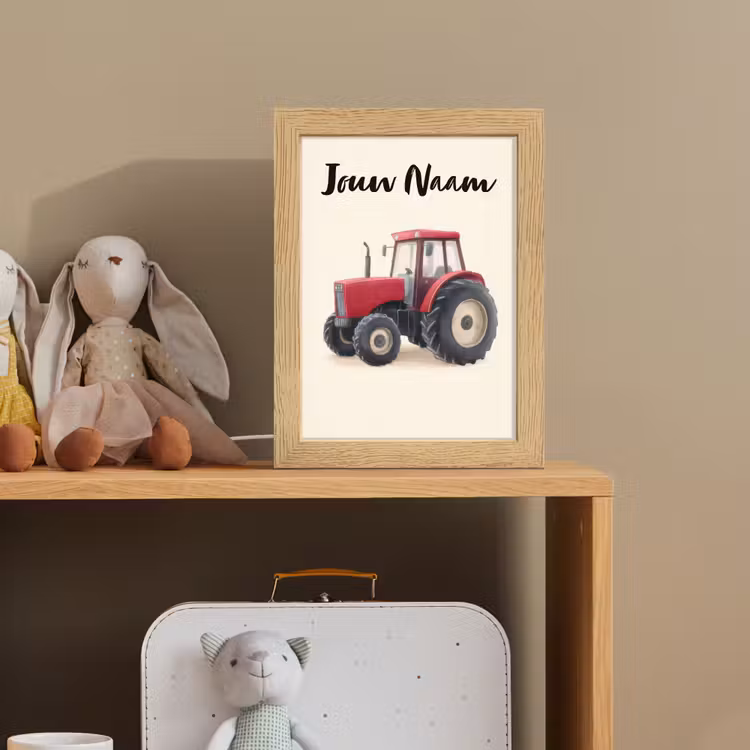 Nachtlampje met naam - Tractor - Getekend - Rood — 3