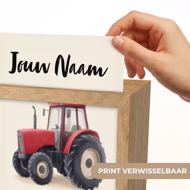 Nachtlampje met naam - Tractor - Getekend - Rood — 4