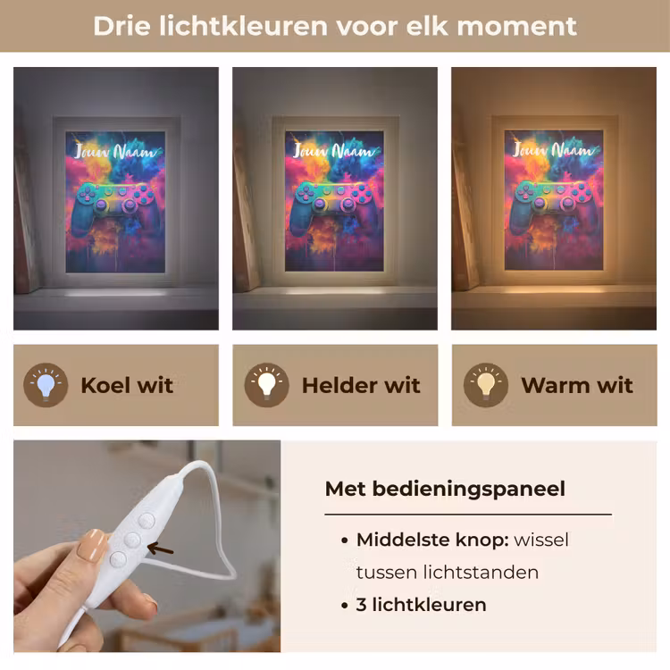 Nachtlampje met naam - Game - Controller - Kleurrijk - Explosie — 7