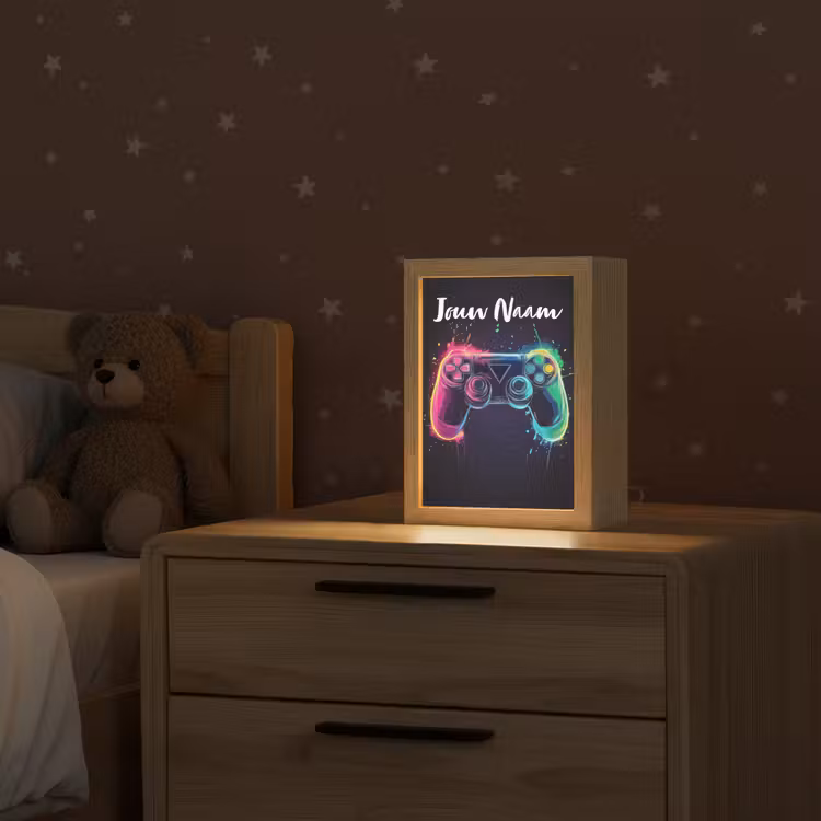Nachtlampje met naam - Neon - Controller - Verfspatten - Game — 2