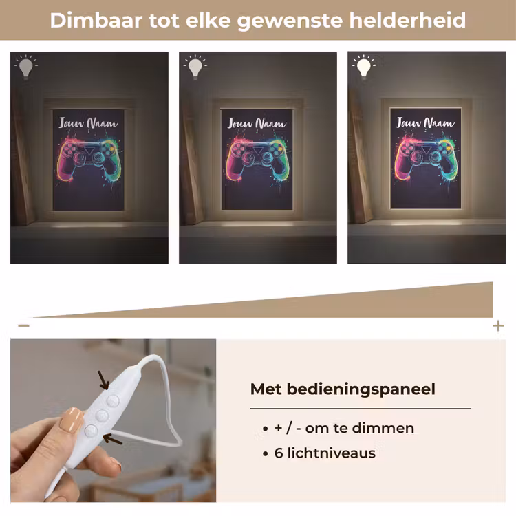 Nachtlampje met naam - Neon - Controller - Verfspatten - Game — 6