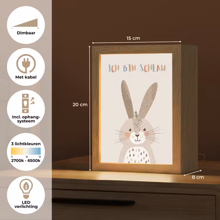 Nachtlampje - Konijn - Beige - Dier - Slim - Quote — 8
