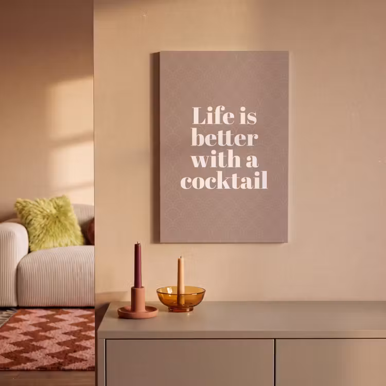 Canvas schilderij - Cocktail - Tekst - Patroon - Wit — 2