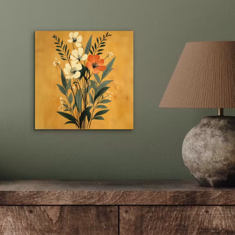 Aluminium schilderij - Bladeren - Boeket - Bloemen - Geel — 3