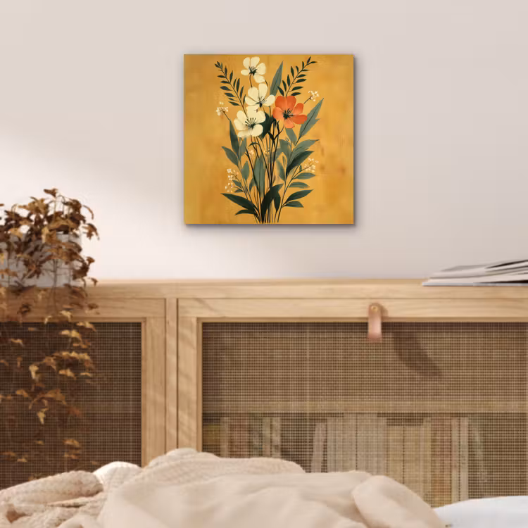 Aluminium schilderij - Bladeren - Boeket - Bloemen - Geel — 4