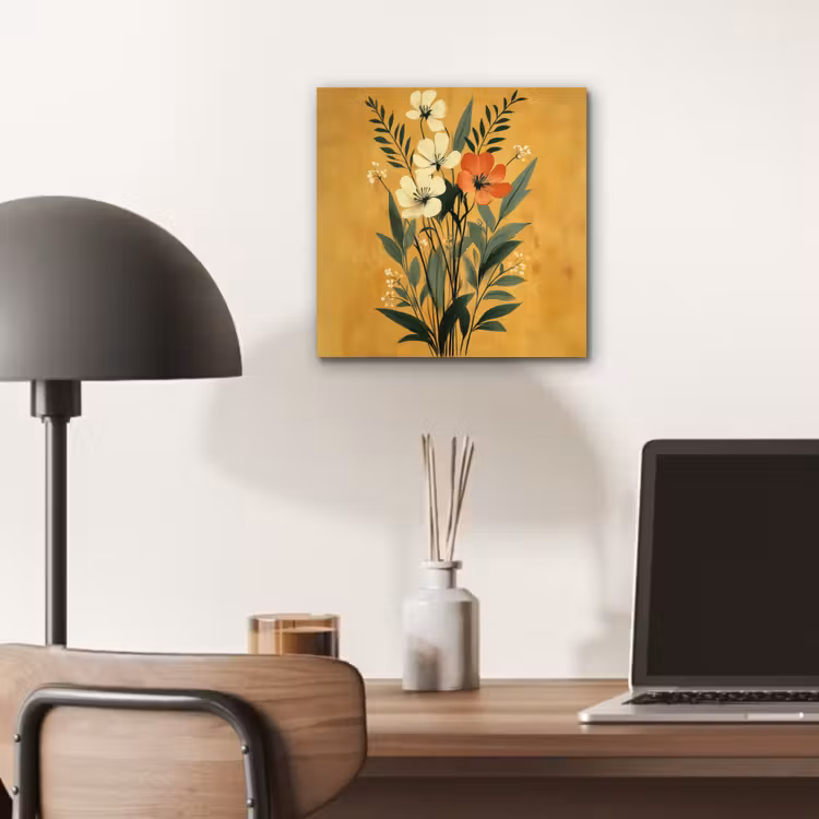 Aluminium schilderij - Bladeren - Boeket - Bloemen - Geel — 6