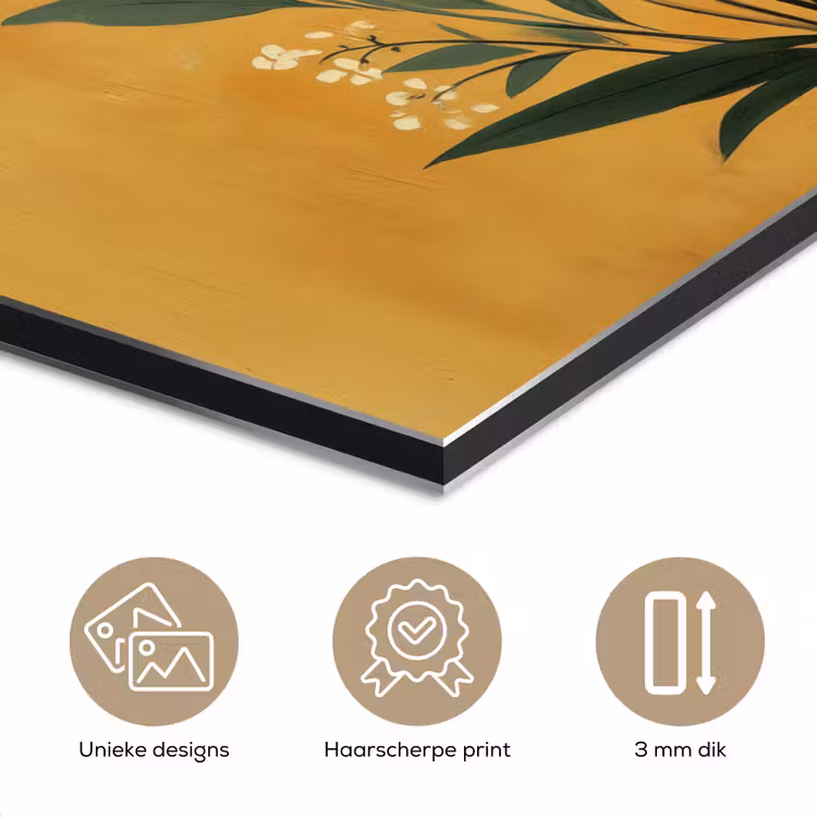 Aluminium schilderij - Bladeren - Boeket - Bloemen - Geel — 7
