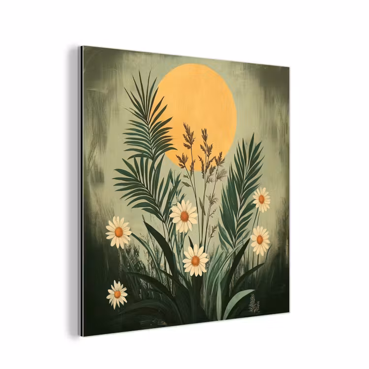 Aluminium schilderij - Bloemen - Bladeren - Zon - Groen — 1
