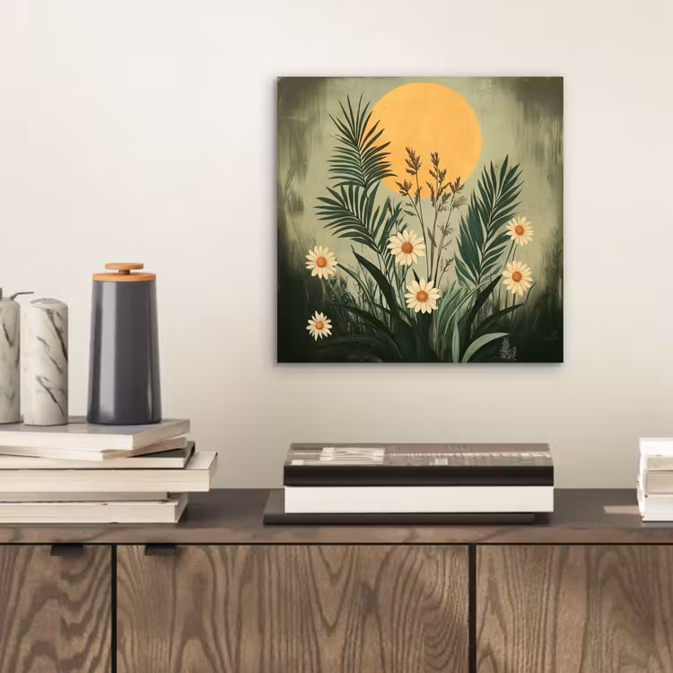 Aluminium schilderij - Bloemen - Bladeren - Zon - Groen — 2