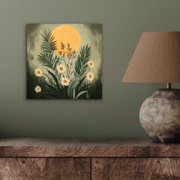 Aluminium schilderij - Bloemen - Bladeren - Zon - Groen — 3