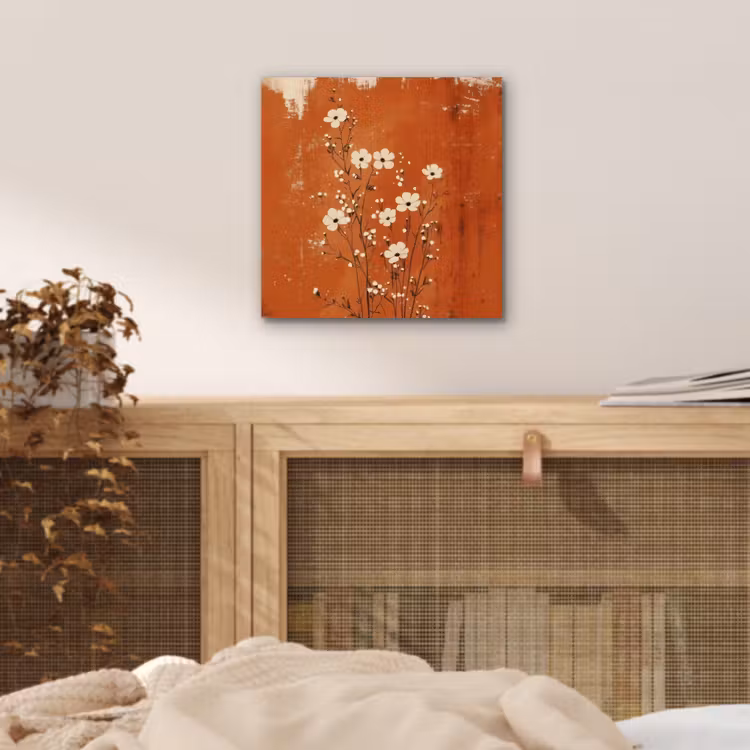 Aluminium schilderij - Bloemen - Wit - Subtiel - Roestkleur — 4