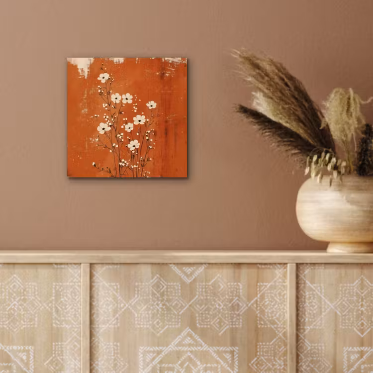 Aluminium schilderij - Bloemen - Wit - Subtiel - Roestkleur — 5